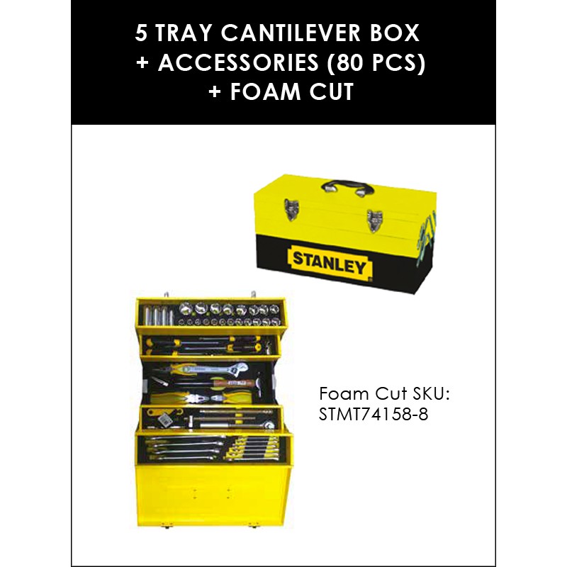 STANLEY STMT74158-8 5 Tray Cantilever Box + Accessories - Click Image to Close